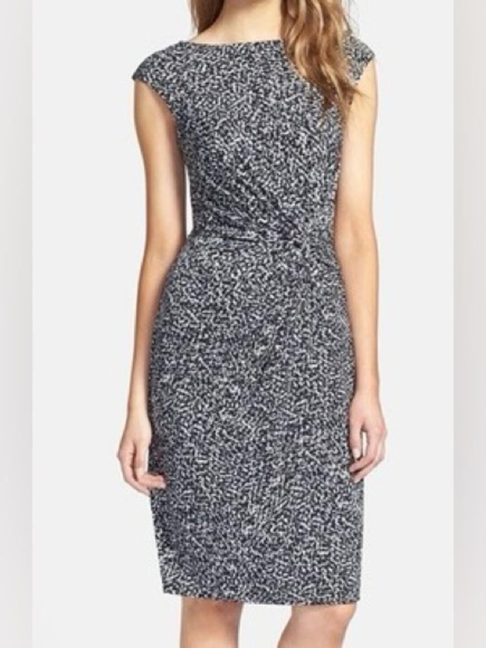 Ann Taylor Black and White Cap-Sleeve Sheath Dress
